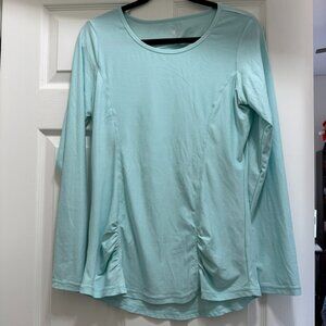 Gaiam Blue Open Back Long Sleeve Ruched Athletic Top Size M NWOT